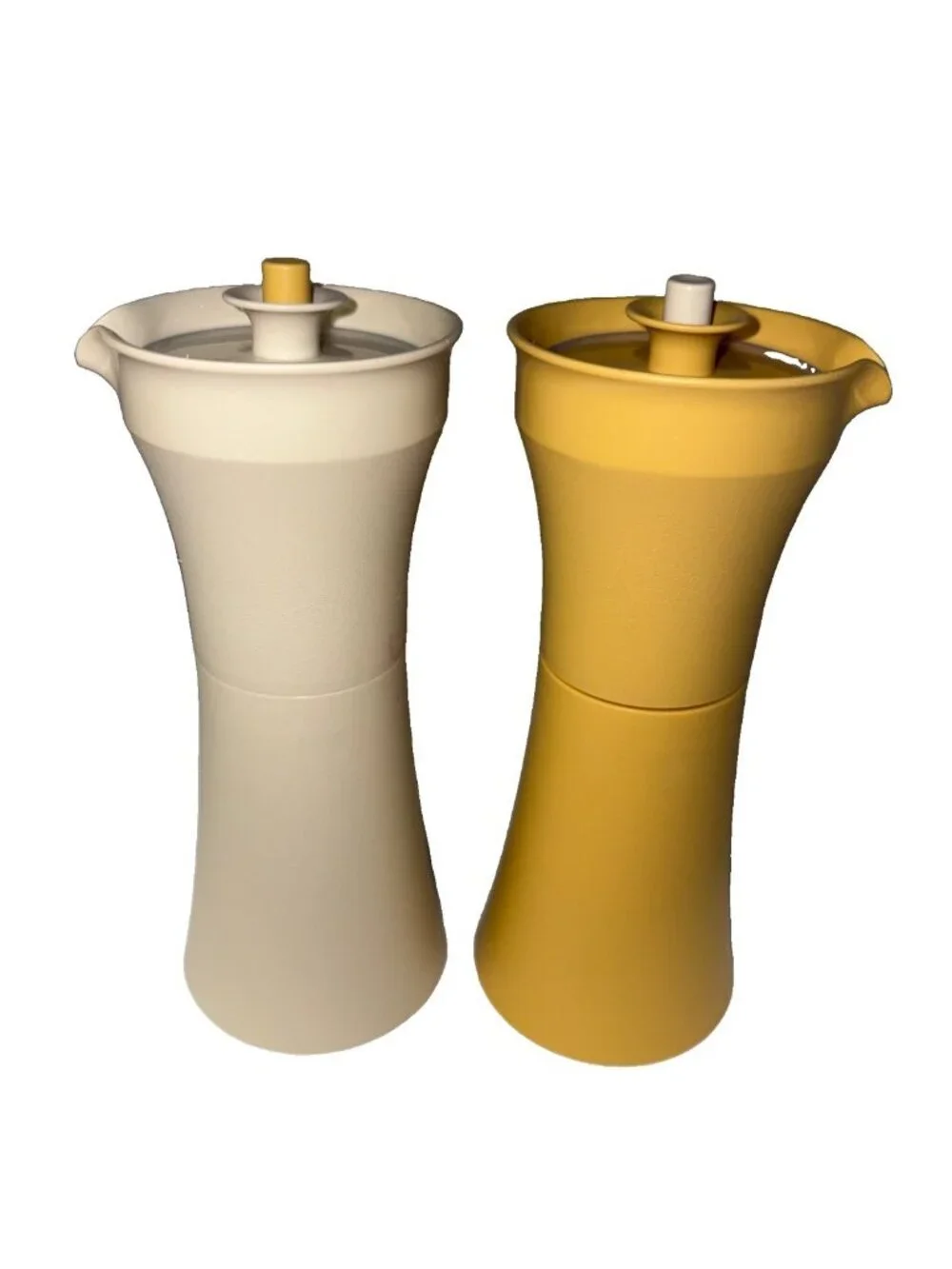 Tupperware  Oil & Vinegar Cruet Set, Almond & Harvest Gold 1246 Retro Vintage